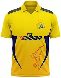 CSK Ms Dhoni 7 Chennai Cricket Team Half Sleeve Jersey 2023/2024 for Men  Kids(3-4Years) Multicolour-thumb1