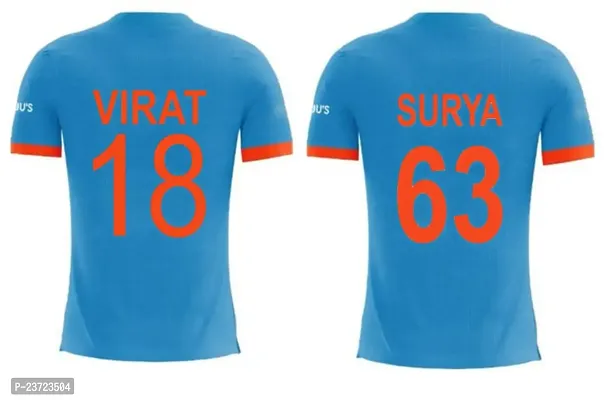 India Odi Cricket Team Official Jersey Virat Kohli 18  Surya 63 India ODI Criket Team Half Sleeve Tshirt 2023-2024 (Men  Kids)(XX-Large 44) Multicolour-thumb0