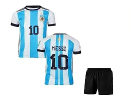 Messi World Cup Jersey with Back Print with Shorts 2022-2023 Football -(Mens  Kids) Football(X-Large 42) Multicolour-thumb2