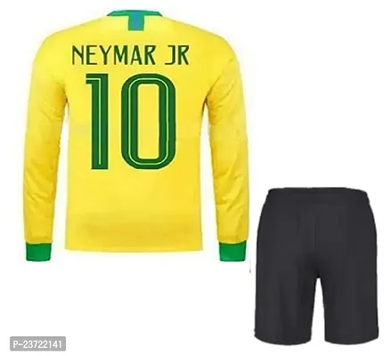 Neymar 10 Yellow Football Full Sleeve Jersey with Shorts 2022/2024 for Kids  Men(15-16Years)-thumb2