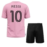 Miami Messi 10 Football Pink Jersey Tshirt with Black Shorts 2023/2024 (Kid's,Boy's  Men)(Small 36)-thumb1