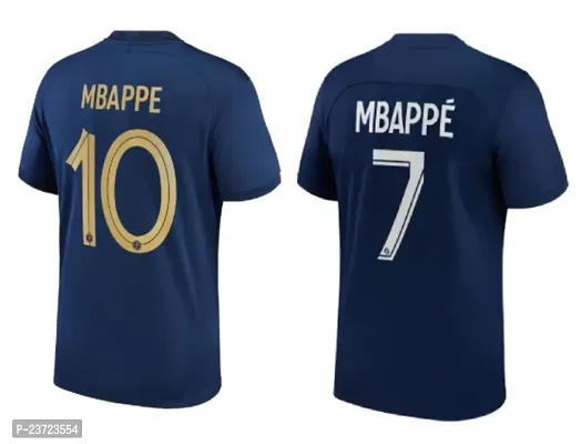 Mbappe 10 World Cup Football Official Jersey and Mbappe 7 Home Half Sleeve Tshirt 2022-2023 for Men  Boys(13-14Years) Multicolour-thumb2