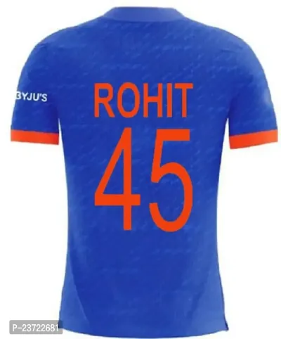 T20 India Cricket Team Half Sleeve Tshirt Rohit 45 2023/2024 (Boys  Men)(11-12Years) Multicolour-thumb3