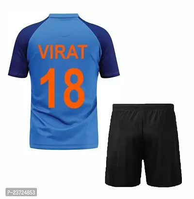 India Virat 18 Cricket Team World Cup Half Sleeve Jersey with Shorts 2023 for Men  Kids(12-18Months) Multicolour-thumb2