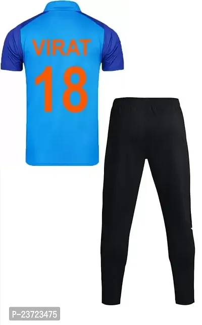 Virat 18 India Cricket Team Jersey with Track Pant 2023 (Men  Boys)(Small 36) Multicolour