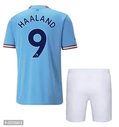 Haaland 9 Official Football Team Blue Tshirt with Shorts 2022-2023 for Men  Boys(Medium 38)-thumb0