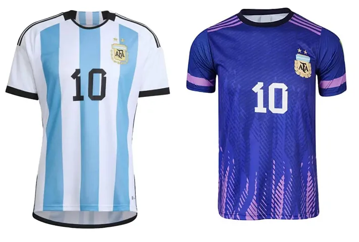 Messi Football Home World Cup Official Jersey Messi Away Half Sleeve Tshirt 2022-2023 for Boys Kids(14-15Years)