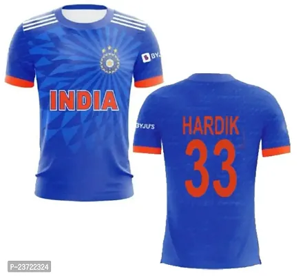 India T20 Cricket Team Hardik 33 World Cup Jersey 2022/23 (Boys and Mens)(13-14Years) Multicolour-thumb0