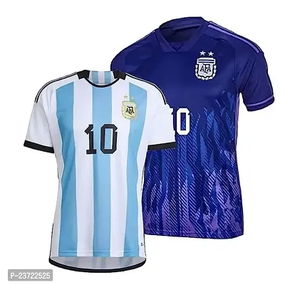 (Combo 2) Sports Football Jersey for Men Argentina Away  Home 22-23 Jersey(Small 36) Multicolour-thumb0