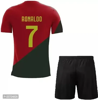 Portugal Red Cristiano Ronaldo 7 Home Original Football Half Sleeve Jersey with Shorts for Men  Kids 2022/2023(3-4Years)-thumb2