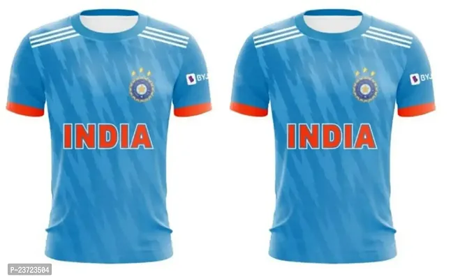 India Odi Cricket Team Official Jersey Virat Kohli 18  Surya 63 India ODI Criket Team Half Sleeve Tshirt 2023-2024 (Men  Kids)(XX-Large 44) Multicolour-thumb2