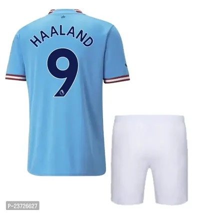 Haaland 9 Official Football Team Blue Tshirt with Shorts 2022-2023 for Men  Boys(Medium 38)