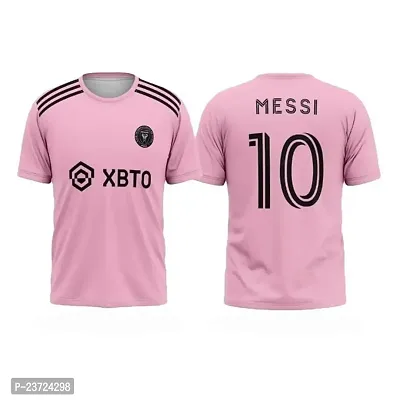 Lionel Messi 10 Football Home Half Sleeve Pink Jersey 2023-2024 for Boys  Men(15-16Years)