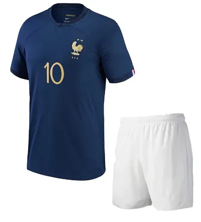 Mbappe Official Football Tshirt with Shorts 2023-2024 (Kids Boys)(15-16Years)