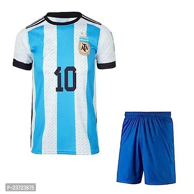 Messi White WC Jersey with Back Print with Shorts 2022-2023 Football -(Mens  Kids) Football(12-18Months)-thumb3