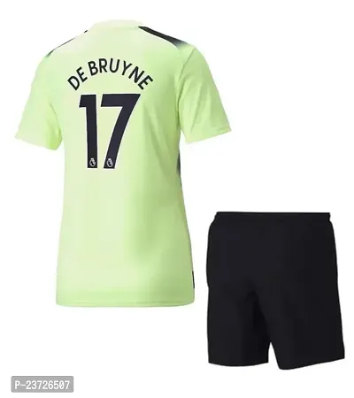 De Bruyne 17 Green Football Half Sleeve Jersey with Shorts 2023/2024 for Men  Boys(13-14Years)