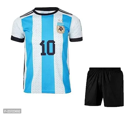 Messi World Cup Jersey with Back Print with Shorts 2022-2023 Football -(Mens  Kids) Football(X-Large 42) Multicolour