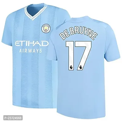 De Bruyne 17 Official Football Team Half Sleeve Tshirt 2023/2024 (Boys  Men)(Small 36) Multicolour