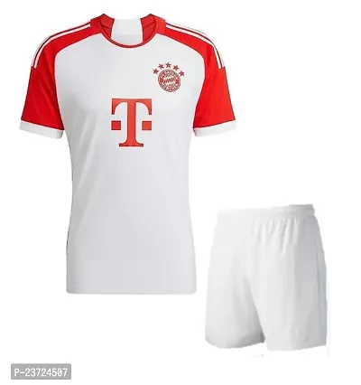 Football Home White New Team Half Sleeve Official Jersey with Shorts 2023/2024 (Men  Boys)(Medium 38)-thumb0