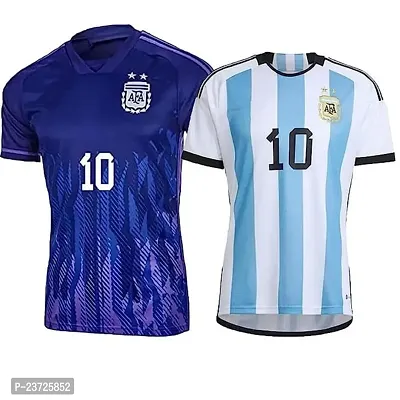 (Combo 2) Sports Football Jersey forboys and Men Argentina Away  Home 22-23 Jersey(Large 40) Multicolour-thumb3