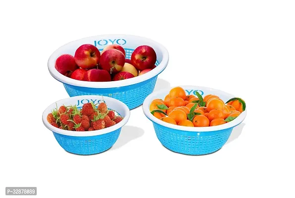 Fruit Loop 3 Piece Polypropylene Basket Set, Blue-thumb0