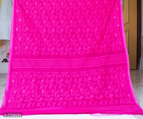 Fancy Cotton Silk Jamdani Saree without Blouse Piece for Women-thumb0