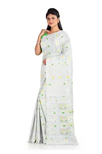 Women's Soft Handloom Dhakai Jamdani Saree (white)-thumb1