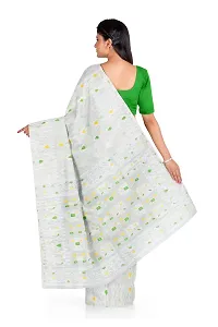 Women's Soft Handloom Dhakai Jamdani Saree (white)-thumb3