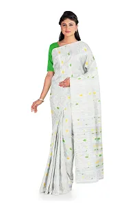 Women's Soft Handloom Dhakai Jamdani Saree (white)-thumb4