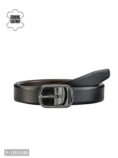 KEZRO Men's Reversible Leather Belt (Black and Brown)