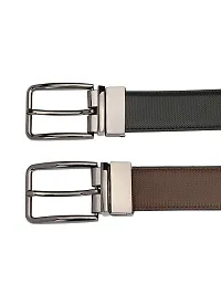 KEZRO Men's Reversible PU Leather Belt (Black and Brown)-thumb2