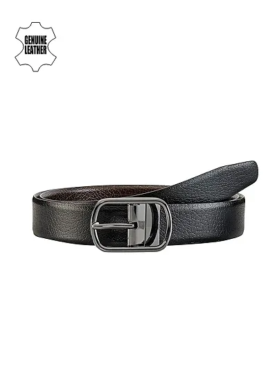 KEZRO Men's Reversible Leather Belt (Black and Brown)