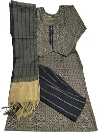 Stylish Grey Art Silk Kurta With Pant And Dupatta Set For Women-thumb4