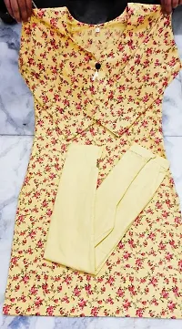 Stylish Yellow Cotton Blend Kurta With Pant Set For Women-thumb1