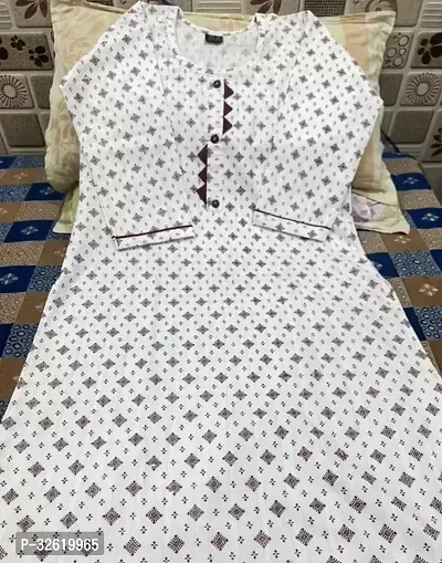 Stylish White Cotton Blend Kurta With Pant Set For Women-thumb2