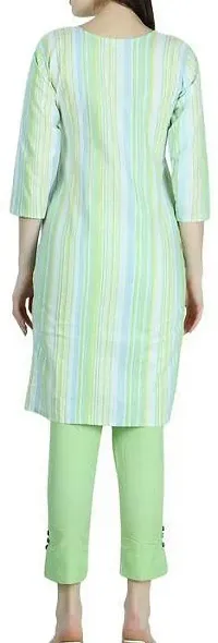 Stylish Green Cotton Blend Kurta With Pant And Dupatta Set For Women-thumb1