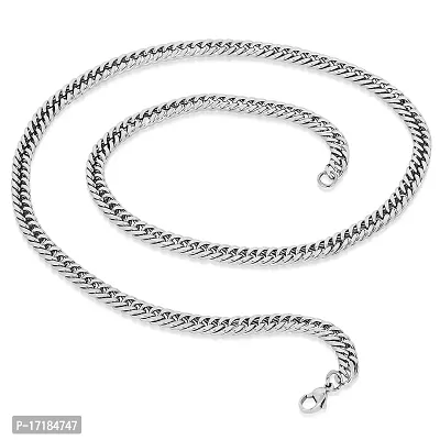 COLOUR OUR DREAMS Stainless Steel Curb Design Silver Neck Chain Chains For Men Stylish Boys - 22 Inch-thumb0