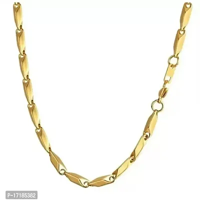 COLOUR OUR DREAMS Golden Chain for Men Rice Chain for Boys Classic Stainless Steel Golden Rice Chain Necklace for Men and Boys.-thumb3