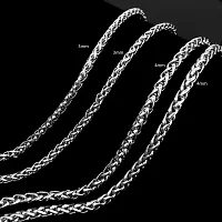 Imported 3 MM 26 MENS Silver Stainless Steel Wheat Braided Chain Necklace-thumb3