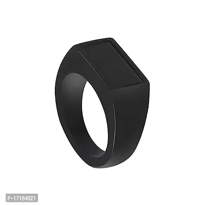 COLOUR OUR DREAMS Black Alloy Stainless Steel Metal Finger Ring Combo For Boys And Men | Trending Titanium Ring For Boys And Men (Pack Of 2)-thumb2