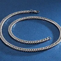 COLOUR OUR DREAMS Stainless Steel Curb Design Silver Neck Chain Chains For Men Stylish Boys - 22 Inch-thumb1