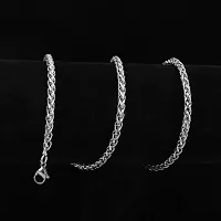 Imported 3 MM 26 MENS Silver Stainless Steel Wheat Braided Chain Necklace-thumb4