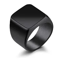 COLOUR OUR DREAMS (Pack Of 3) Trending Alloy Metal Finger Ring Set With Black Cuboid Rectangle Neck Pendant For Boys And Men-thumb4