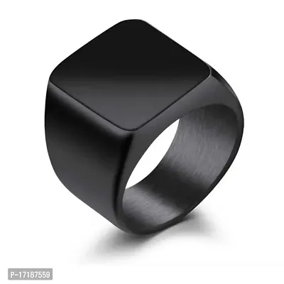 COLOUR OUR DREAMS (Pack Of 3) Trending Alloy Metal Finger Ring Set With Black Cuboid Rectangle Neck Pendant For Boys And Men-thumb5