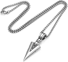 COLOUR OUR DREAMS Men's Jewellery Silver Arrow Necklace For Men boys Arrow Head Pendant Gift for Him Chain Pendant For Men Boys-thumb2