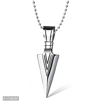 COLOUR OUR DREAMS Men's Fashion Jewellery Solid Spear Point Arrowhead Pendant Necklace With Chain For Boys and Men PD1000875-thumb0