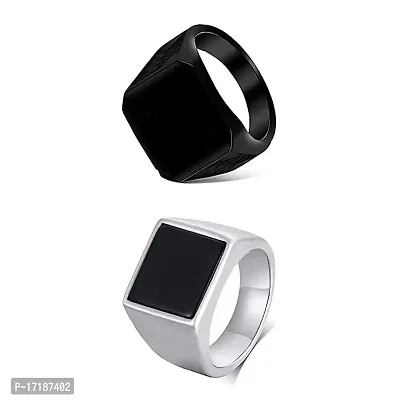COLOUR OUR DREAMS Trending Black and Silver Finger RIng For Boys and Men Combo | Ring Combo For Men | Gift For Men and Boys-thumb0
