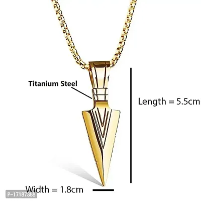 COLOUR OUR DREAMS Silver Titanium Steel Arrowshaped Pendant Necklace for Men-thumb4