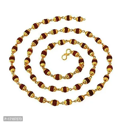 BETTERTHAN EXPECTED 5 Mukhi Shiva God rudraksha mala Gold Plated Long Chain 22 inches for Men and Boys