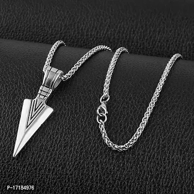 COLOUR OUR DREAMS Men's Jewellery Silver Arrow Necklace For Men boys Arrow Head Pendant Gift for Him Chain Pendant For Men Boys-thumb2